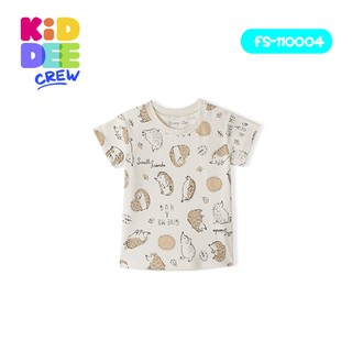 KiddeeCrew เสื้อแขนสั้นเด็กสีครีมลายเม่น Hedgehog cream shirt เหมาะสำหรับอายุ 1-3 ปี