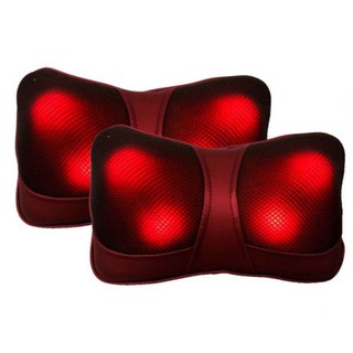 เครื่องนวดไฟฟ้าเบาะนวดคอและไหล่ไฟฟ้า Car &amp; Home Massage Pillow (Red) 2เครื่อง