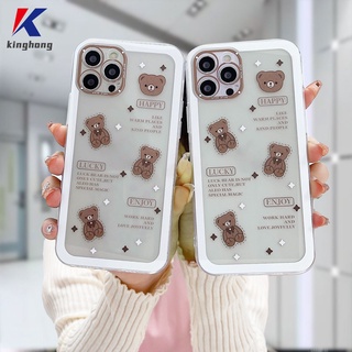 เคสแบบใส เคสไอโฟน 7 Plus 11 6 6S 8 Plus XR 11 12 13 PRO MAX 11 12 13 mini X XS MAX Se 2020 6SPlus 7Plus 6Plus 8Plus XSMAX กันกระแทก ลายหมีเท็ดดี้ นิ่ม เคสโทรศัพท์มือถือ