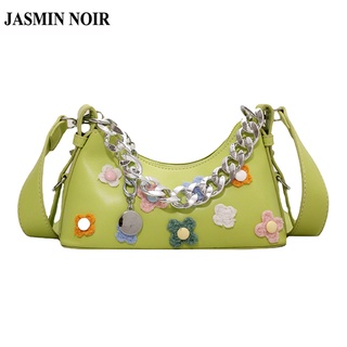 Jasmin Noir กระเป๋าสะพายไหล่ สะพายข้าง หนัง PU ลายดอกไม้ ดวงจันทร์ สําหรับผู้หญิง