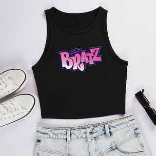 Bratz เสื้อกล้าม ครอป แขนกุด พิมพ์ลายกราฟฟิค