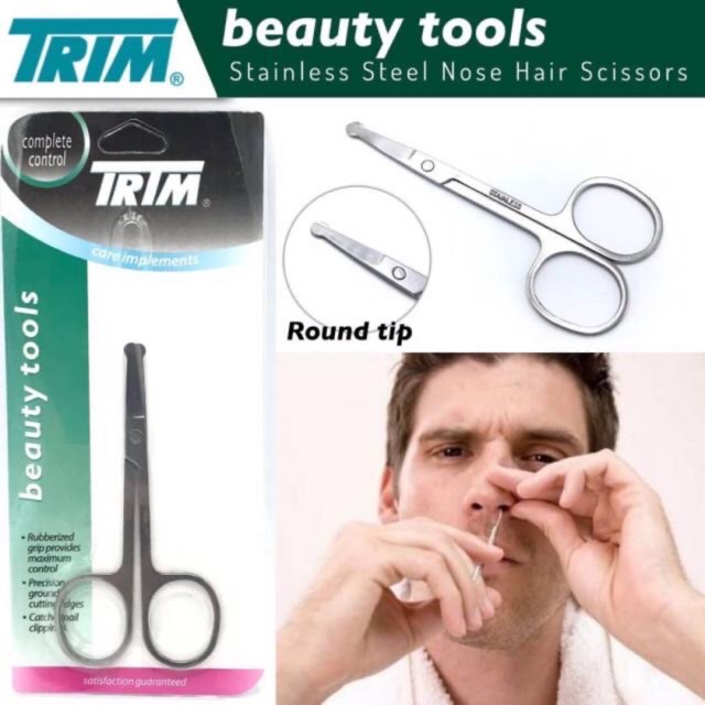 Trim Nose Hair Scissors กรรไกรตัดขนจมูก ปลายกลมกันบาด สแตนเลส (ตัดขน
