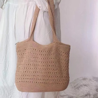พร้อมส่ง กระเป๋าสาน กระเป๋าถัก สะพายไหล่/ถือ งานฝีมือ สไตล์เกาหลี ทรงสวย มี2สี มีซิป ใส่ของได้เยอะมากๆ แบบใหม่
