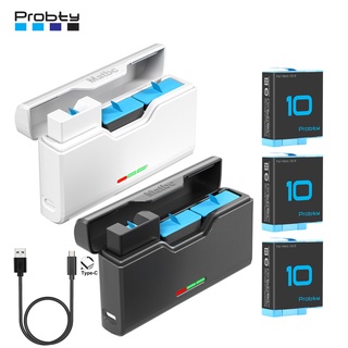 Probty 1850MAh แบตเตอรี่สำหรับ GoPro Hero 10 9 3 Way LED Light Fast Charger กล่อง TF Card สำหรับ GoPro Hero 10 9อุปกรณ์เ