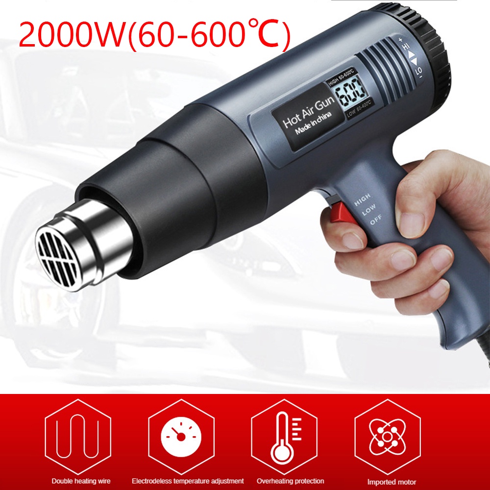 Heat Gun Kit with Portable Carrying Case 2000W Industrial Hair dryer ...