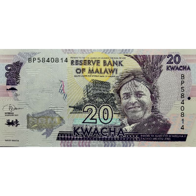 แบงก์​สะสม​ มาลาวี​ Malawi, 20 Kwacha, ไม่​ผ่าน​ใช้​ UNC, B181
