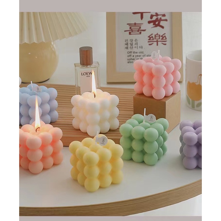 เทียนลูกบาศก์ มินิมอล สไตล์เกาหลี6×6 เทียนตกแต่ง 0106