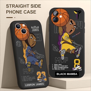 เคสซิลิโคนนิ่ม ขอบตรง ลาย Kobe Lebron James NBA สําหรับ iPhone 14 13 12 11 Pro X XR XS Max 6 6s 7 8 Plus | Fk 85