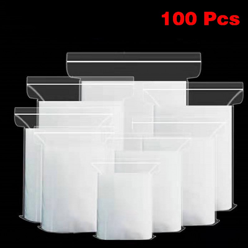 [100 ถุงพลาสติกใสหนา] [ถุงเก็บอาหาร] [ขนมและของกระจุกกระจิกพกพา & กระเป๋าเก็บเครื่องประดับ]