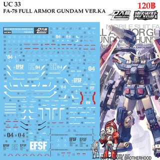 ดีคอลน้ำ [D.L. Darlin] UC33 FA-78 FULL ARMOR GUNDAM VER.KA MG 1/100 Water Decal UC 33