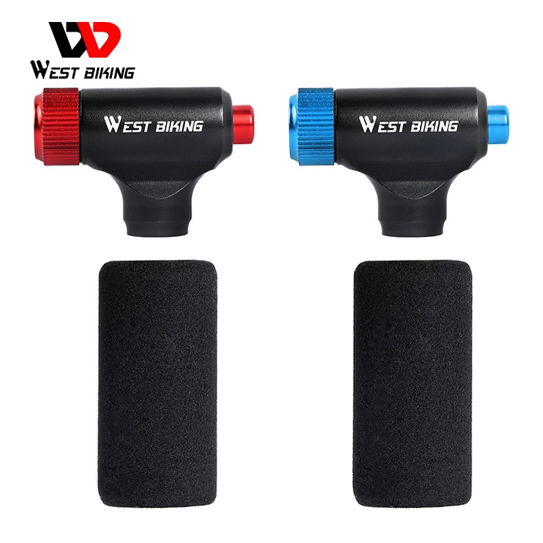 WEST BIKING CO2 ปั๊มลมจักรยาน อะลูมิเนียมอัลลอย ขนาดเล็ก อุปกรณ์เสริมจักรยาน Schrader & Presta Valve
