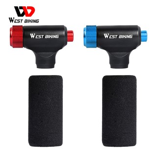 WEST BIKING CO2 ปั๊มลมจักรยาน อะลูมิเนียมอัลลอย ขนาดเล็ก อุปกรณ์เสริมจักรยาน Schrader &amp; Presta Valve