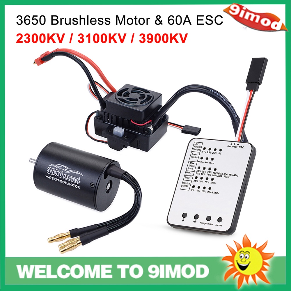 TAMIYA กันน้ําbrushless Combo 3650 2300KV 3100KV 3900KVมอเตอร์ 60A ESCสําหรับTamiya Traxxas 1/10 RCรถ
