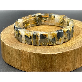 Pyrite in Rutile bracelet หนาแน่นใน Rutile