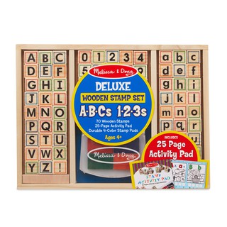 [ของแท้ USA] Melissa and Doug รุ่น 30118 Deluxe Wooden Stamp Set - ABCs 123s สแตมป์ตัวอักษร A-Z และตัวเลข อย่างดี ทนทาน