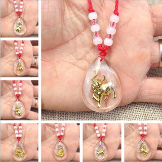 จี้สร้อยคอผู้ชายผู้หญิงสายเชือกสีแดงตกแต่งคําว่า natal year zodiacs
