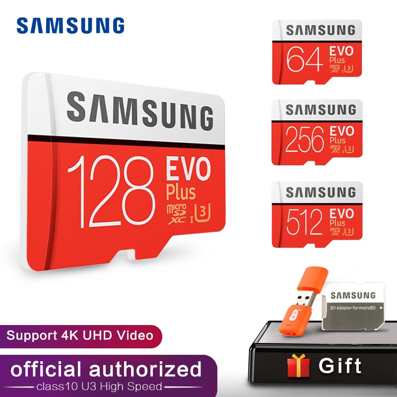SAMSUNG Memory Card Micro SD 32GB 64GB 128GB 256GB 512GB SDHC SDXC Grade EVO+ Class 10 C10 UHS TF SD Cards