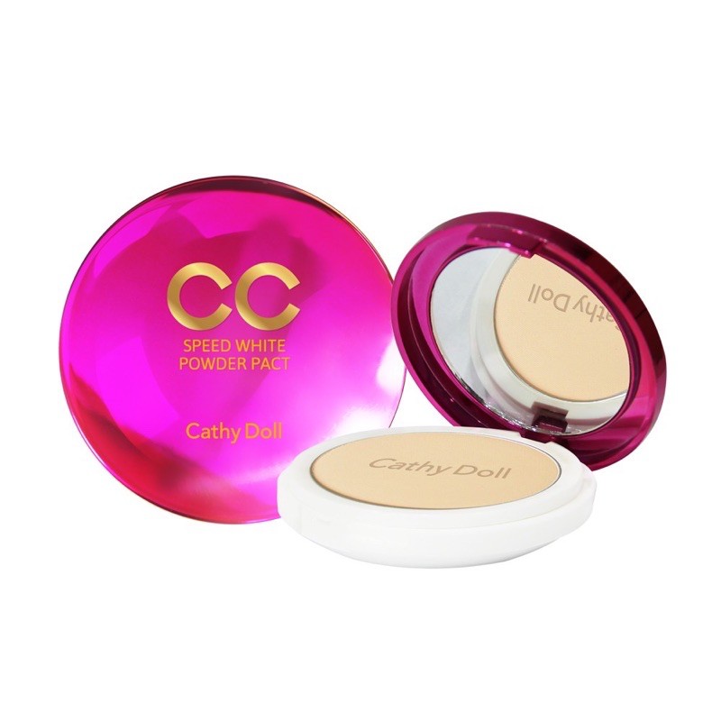 Cathy Doll เคที่ดอลล์ แป้งซีซี ตลับชมพู สปีดไวท์ พาวเดอร์ แพ็ค SPF40 PA+++ 4.5-12กรัม