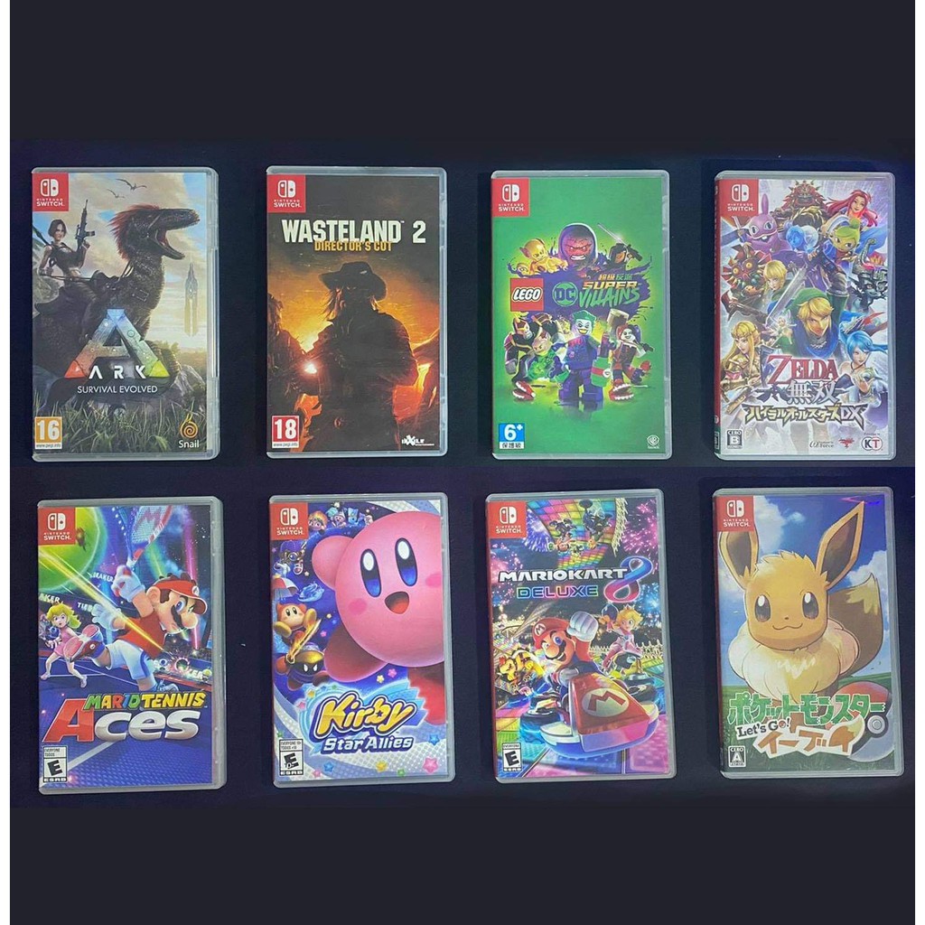[มือ2]แผ่นเกม Nintendo Switch :Mario Kart/ARK Survival/LEGO DC/Mario Tennis/Kirby/Pokemon Let’s Go/Wasteland2/Zelda(jp)