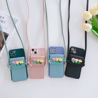 เคส OPPO A57 A54 A53 A17 A16 A15 A15S A96 A95 A77S A76 A74 A31 A12 A9 A7 A5 A5S A3S 4G 5G OPPOA53 OPPOA31 OPPOA3S OPPOA5 2020 2021 Flower Backpack Soft Case With Lanyard