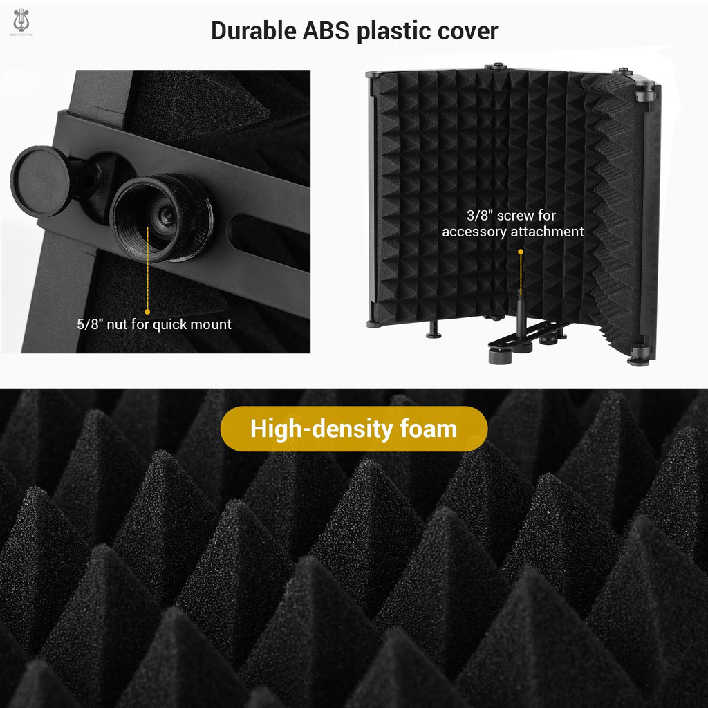 Microphone Isolation Shield Portable Tabletop Sound Absorbing Foam ...