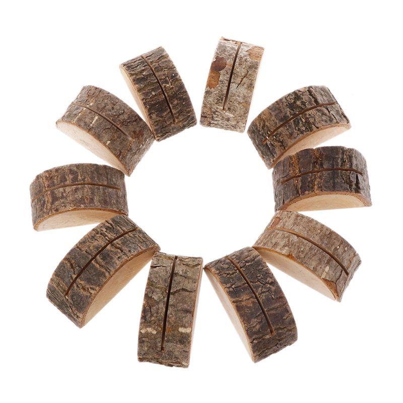 KU * 10 ชิ้น Rustic Natural Table ชื่อจํานวน Place Card Holder Memo Note Photo Pi