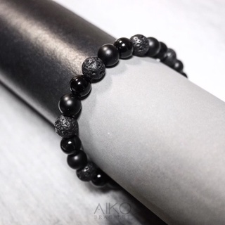 Triple Design กำไลหินแท้ (Black Onyx/ Lava)