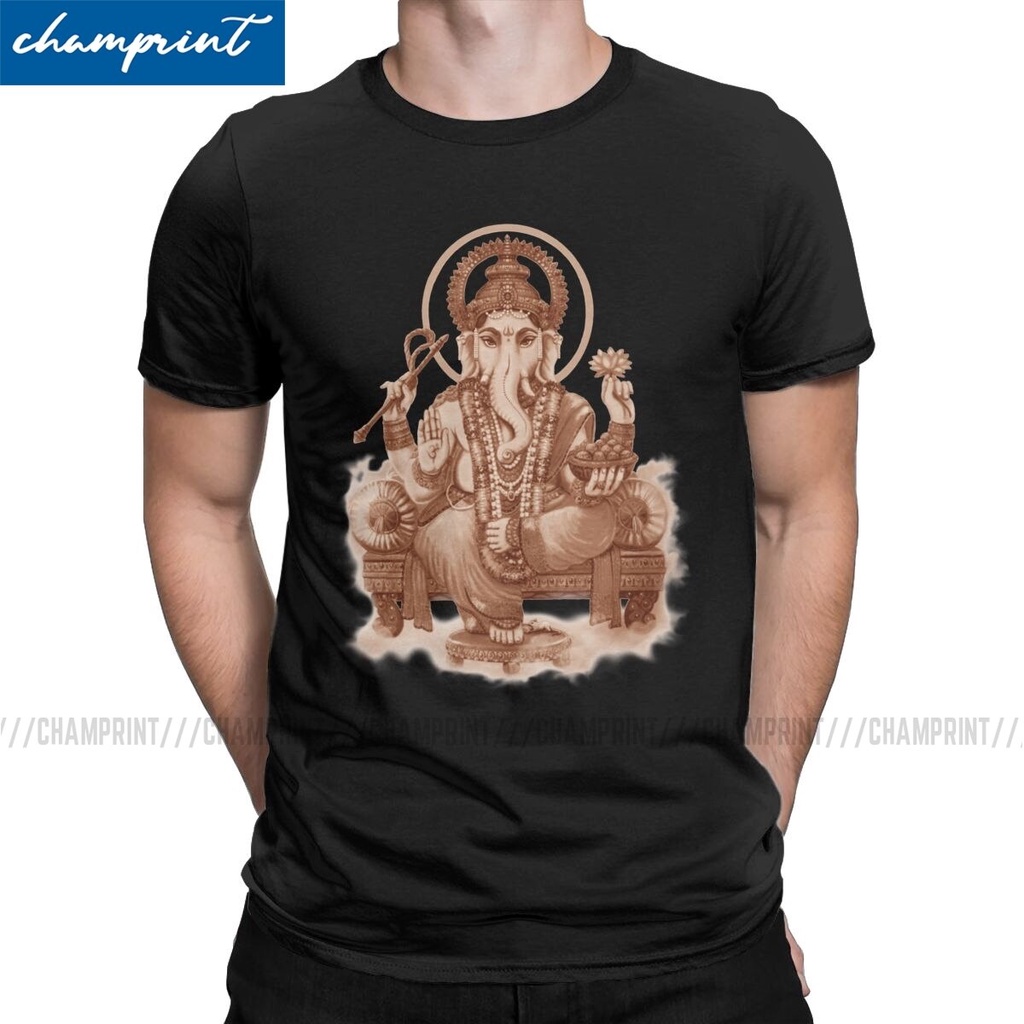 เสื้อยืดสีขาวเสื้อยืดผ้าฝ้าย 100% พิมพ์ลายอนิเมะ Ganesha the remover of all Obstáculosnovelty s Shiv