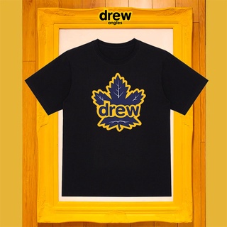 Drew ANGLES HOUSE เสื้อยืดแขนสั้น พิมพ์ลายตัวอักษร ใบเมเปิ้ล หน้ายิ้ม ทรงหลวม สไตล์สตรีท สําหรับผู้ชาย และผู้หญิง