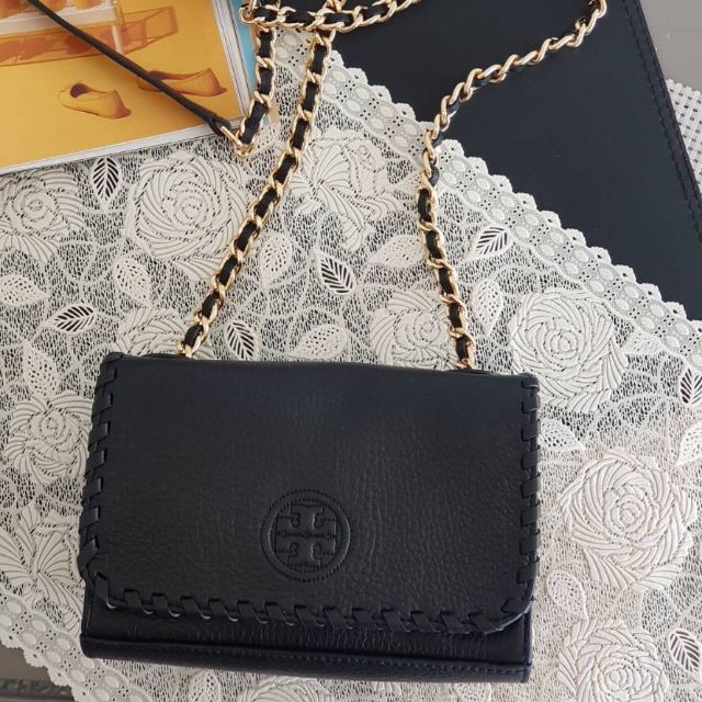 Tory Burch Marion Shrunken Leather Shoulder Bag