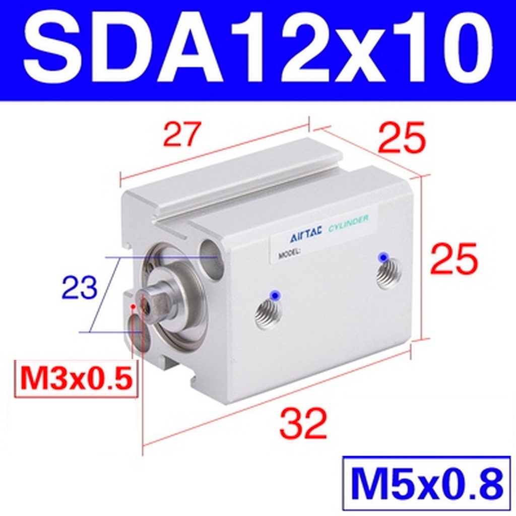Airtac type SDA12X10 Square Pneumatic Cylinder Air Control