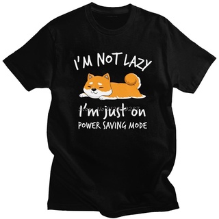 เสื้อยืดผ้าฝ้ายพิมพ์ลายขายดี เสื้อยืดแขนสั้น ผ้าฝ้าย พิมพ์ลาย Humor Im Not Lazy Shiba Inu สําหรับผู้ชาย