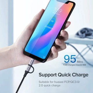 Ugreen สายชาร์จ Usb 1 เมตร 2 In 1 Micro Usb C ชาร์จเร็ว สําหรับ ซัมซุง Galaxy S10 S9 Plus