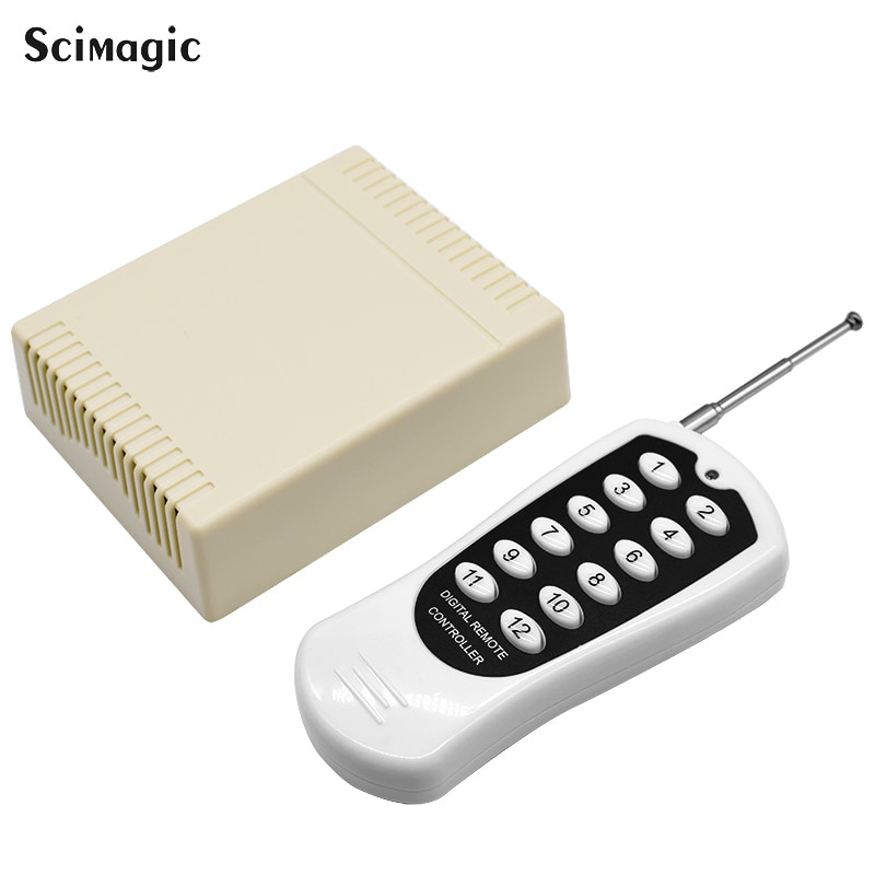 DC 12V 12 CH ช่อง 12CH RF รีโมทคอนโทรลไร้สายรีโมทคอนโทรลระบบตัวรับสัญญาณเครื่องส่งสัญญาณ 12CH รีเลย์