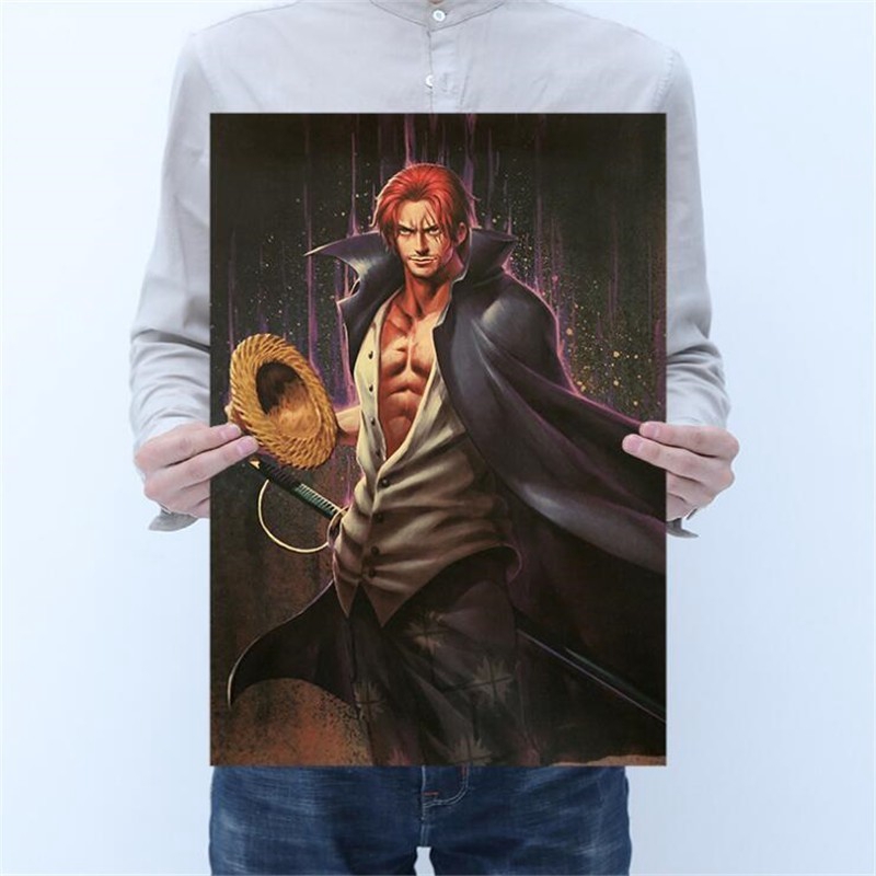 คลาสสิก One Piece Shanks อะนิเมะ Vintage โปสเตอร์ตกแต่งห้องตกแต่งผนังกระดาษคราฟท์บาร์ตกแต่งบ้านสติ๊กเกอร์ติดผนัง