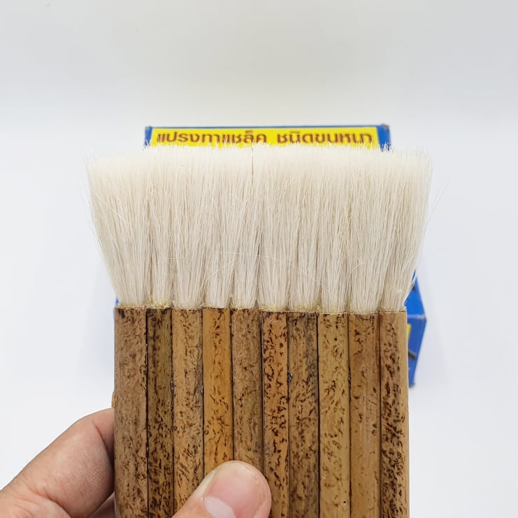 แปรงทาแชล็ค 10 ปล้อง (1 กล่อง 10 ชิ้น) ยาว 5.5 นิ้ว เกรด A แปรงขนขาว ขนหนานุ่ม แน่น ใช้ทาแลกเกอร์​  ทาแชล็ค