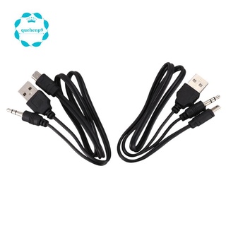  USB 2.0 to Mini A Male 3.5mm Jack Plug Audio Data Cable 45cm 2 Pcs