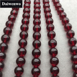 Wine Red Crystal Beads ไวน์แดงคริสตัลลูกปัด 4-12 มิลลิเมตรรอบธรรมชาติหลวมหินลูกปัด Diy สำหรับเครื่องประดับ