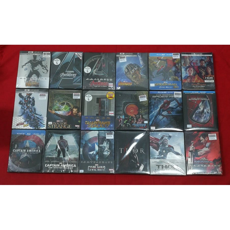 Blu-ray Spiderman Thor Avengers Captain America Guardians of The Galaxy Doctor Strange Antman Black Panther Marvel