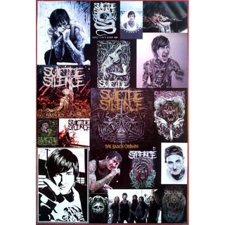 โปสเตอร์ รูปวาด กราฟฟิก วง ดนตรี ซูไซ ไซเลน Suicide Silence POSTER 24"x35" Inch American Deathcore Graphic Line Art V3