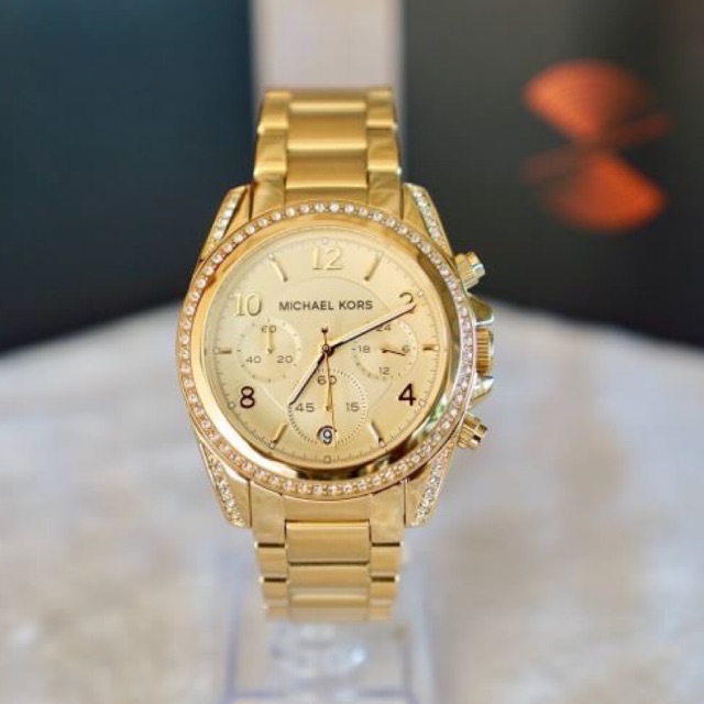 นาฬิกา Michael Kors MK5166 Ladies Gold Plated Michael Kors Watch สีทอง ล้อมคริสตัล หน้าปัด 39 mm.