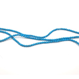 ลูกปัดหินแท้ เซ็ท 3 เส้น เม็ดกลมบลูฮาวไลท์ (Blue Howlite Round 4 mm) สีฟ้า (LZ-0556}