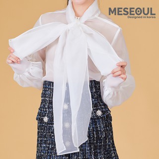 MESEOUL - เสื้อสตรีแขนยาว ทรงผูกโบว์ด้านหน้า