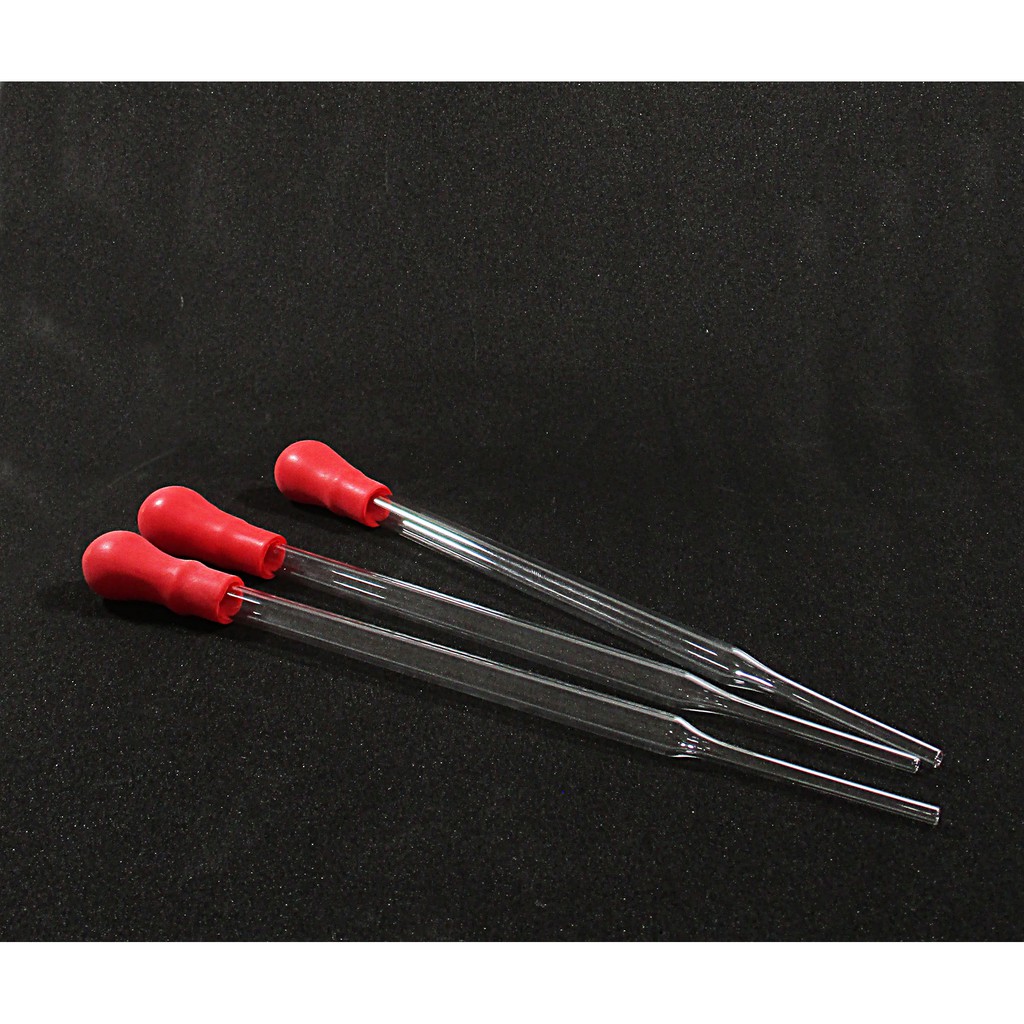 หลอดหยดแก้ว หลอดหยดสี ดรอปเปอร์ พร้อมจุกยาง ขนาด 10,15,20 เซนติเมตร แพ็คละ 1 อัน