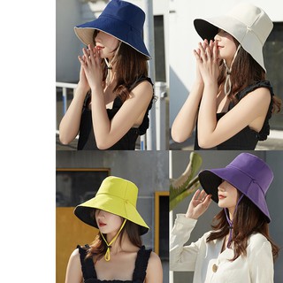 Women Summer Double-faced fisherman hat version of sunscreen uv hat tide summer large hat brim