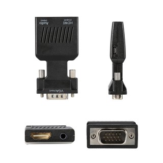 VGA to HDMI Adapter แปลงเสียงพอร์ต VGA ส่วนต่อขยายสายเคเบิ้ลพร้อมมินิ USB สายไฟแจ็คขนาด 3.5 มม.