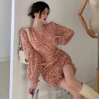 เดรสสั้นกำมะหยี่ลายเสือ น่ารักมากๆ🧡