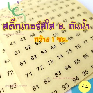 สติ๊กเกอร์ใส 1-10 , 1-20 , 1-50 , 1-500 เส้นผ่าศูนย์กลาง 1 ซม.กันน้ำ