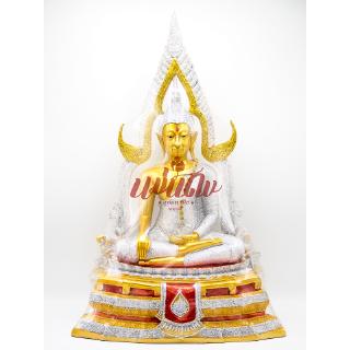 พระพุทธชินราช หน้าตัก 9 นิ้ว สีทองแต่งกากเพชร เนื้อซิลิก้า