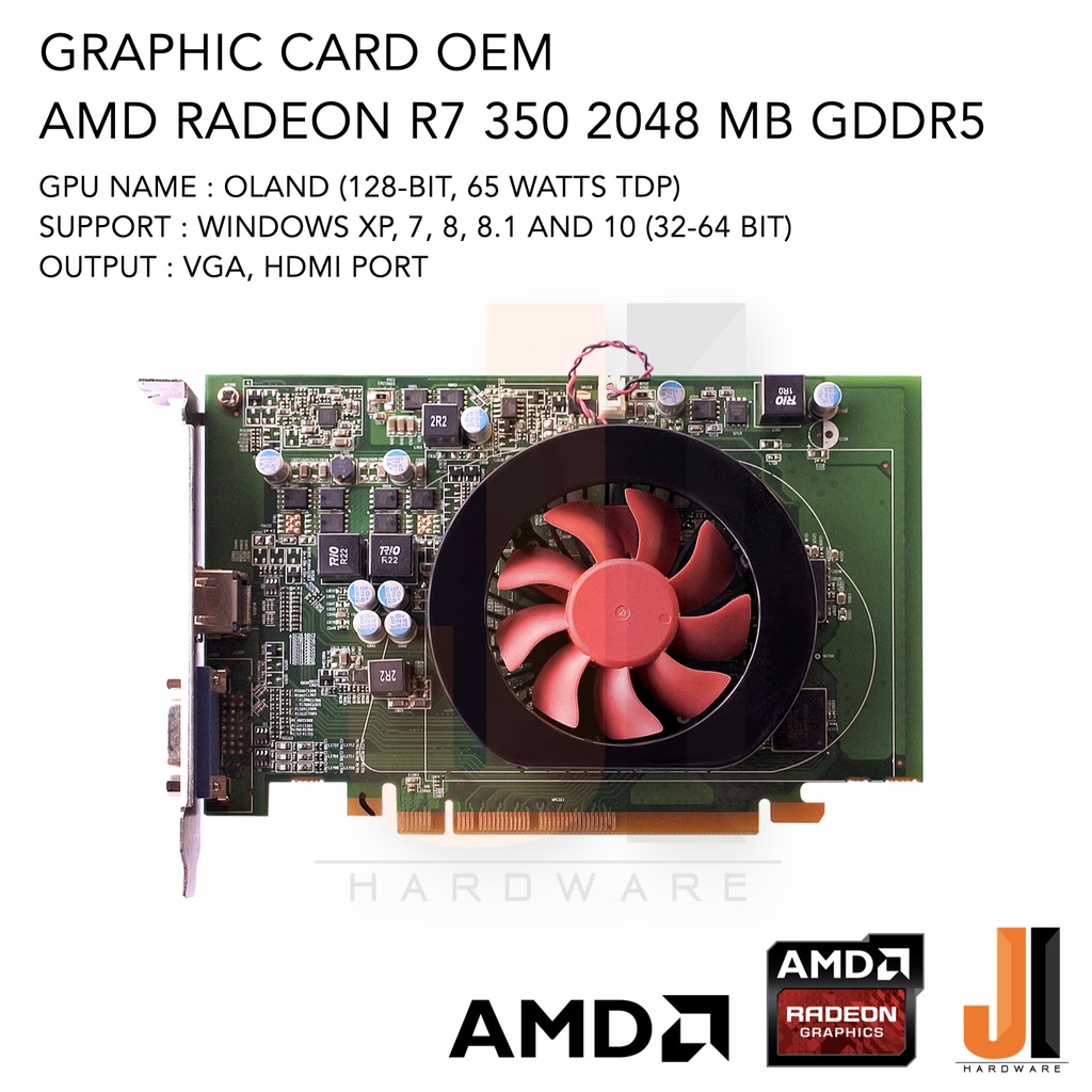 Graphic Card AMD Radeon R7 350 2048MB 128-Bit GDDR5 OEM VGA+HDMI (สินค้ามือสองสภาพดีมีการรับประกัน)